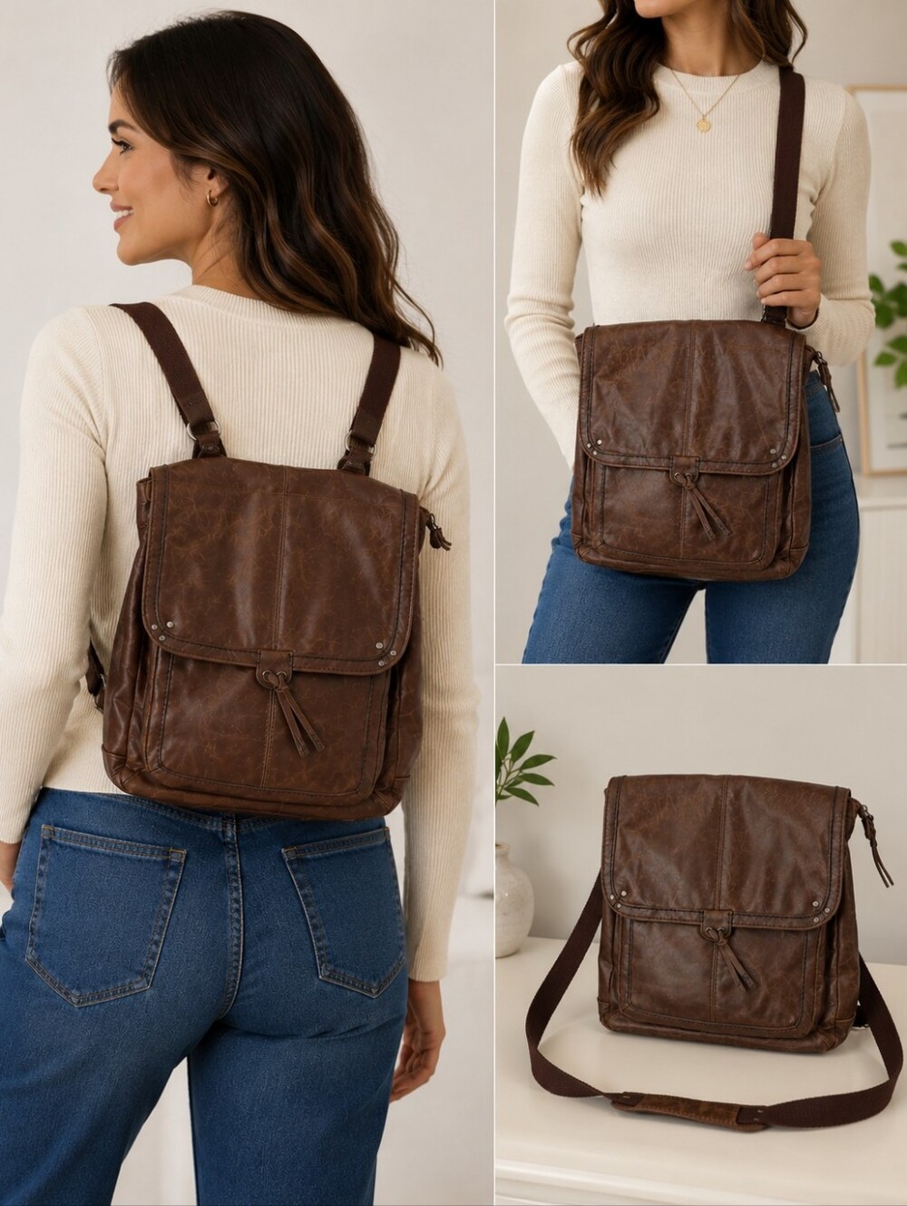 The Sak Ventura Covertible Brown Leather Women's Backpack